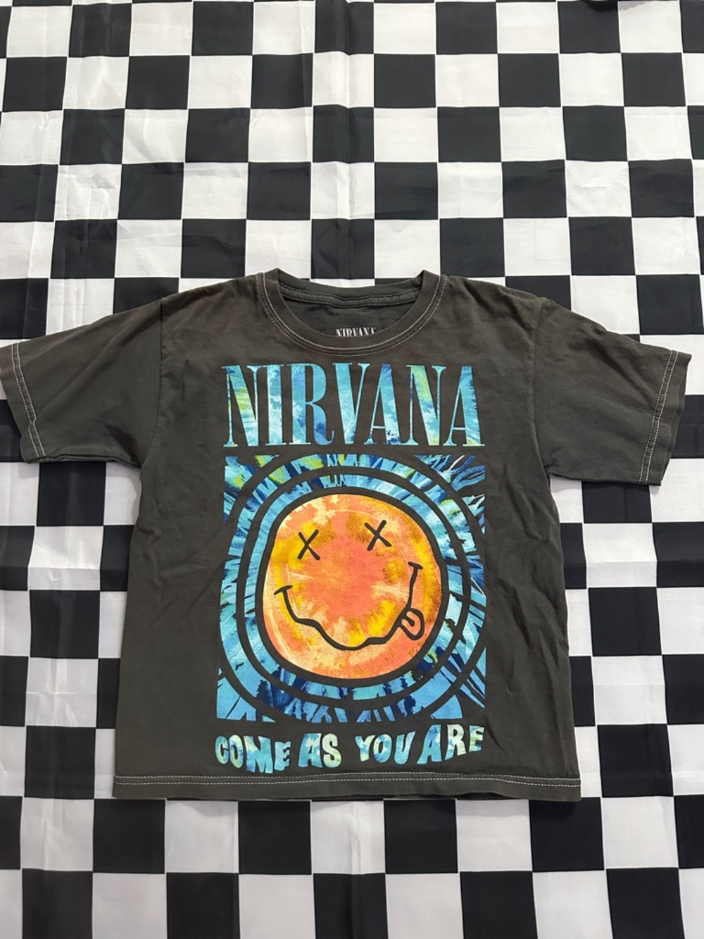 Zara Kids Boys NIRVANA Short-Sleeve Band Tee with Smiley Graphic 7/8